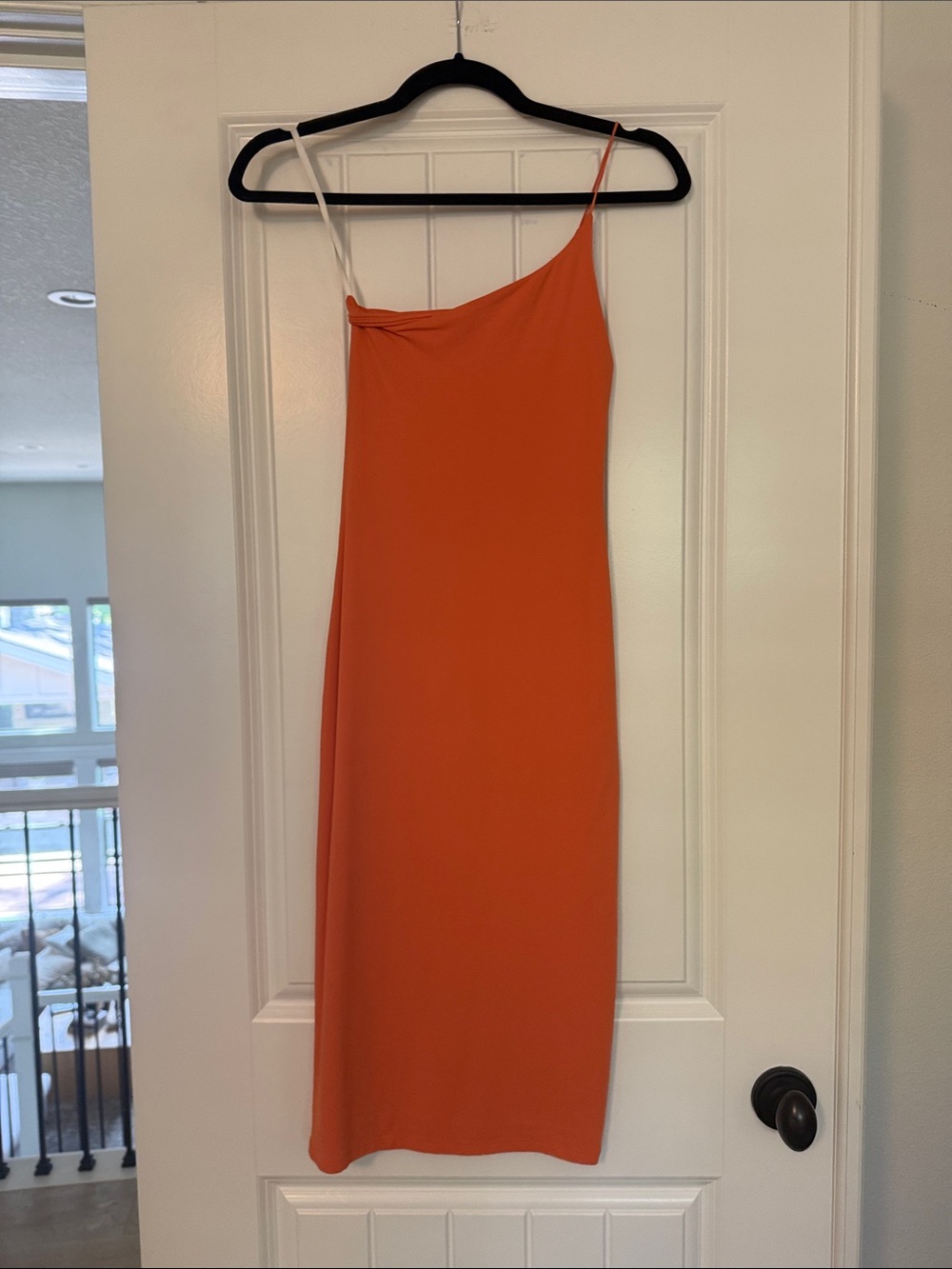 Aritiza Babaton Orange One-Shoulder Slip Dress XS